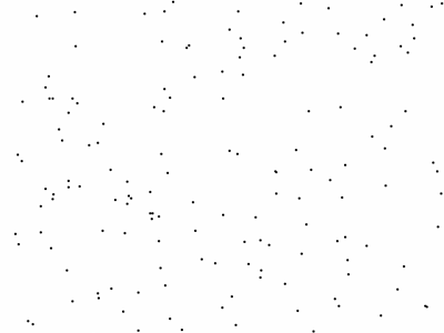 Visualizing a boid flock of 200 agents in a 2D, toroidal space