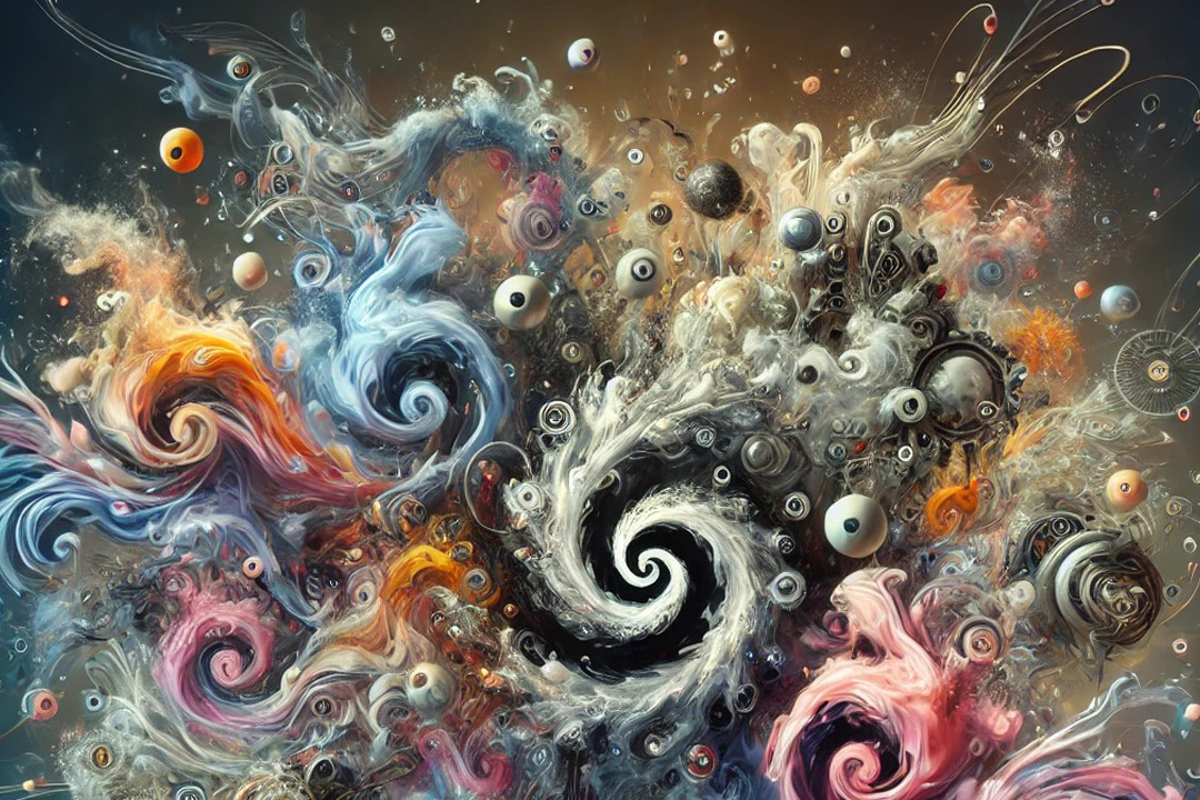 Abstract swirls of color depicting an artificial cybernetic entity