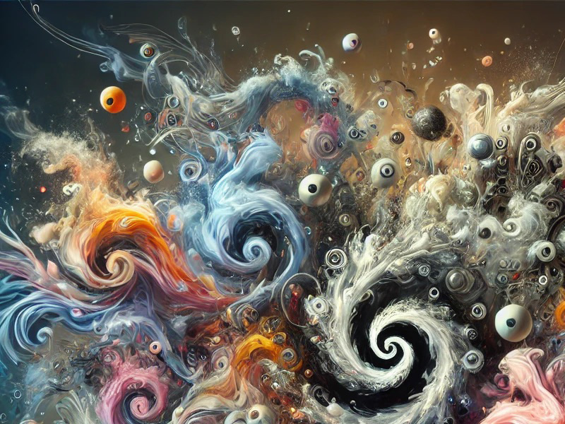 Abstract swirls of color depicting an artificial cybernetic entity