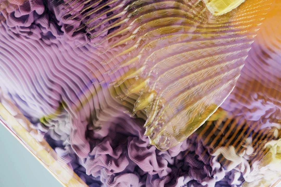 An abstract pattern in purple in yellow